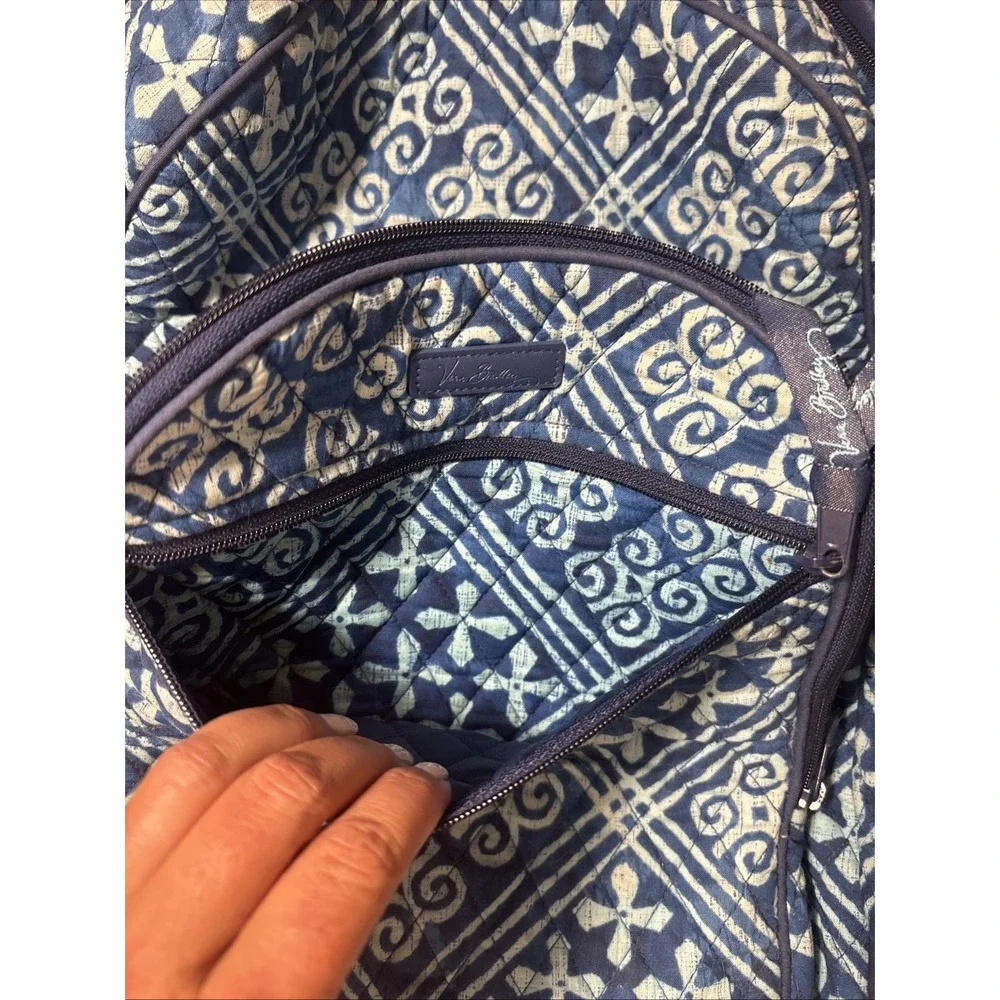 Vera Bradley Cuban Tiles Campus Tech Backpack RETIRED Blue Laptop Compartment